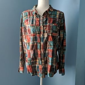 L.L.Bean Long-Sleeve Patchwork Madras Shirt